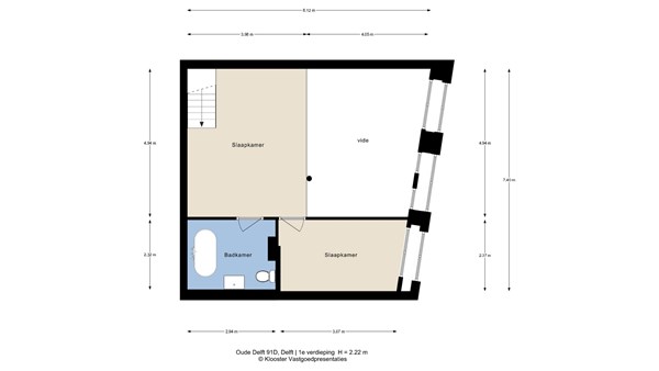 Plattegrond - Oude Delft 91D, 2611 BD Delft - 1e Verdieping.jpg